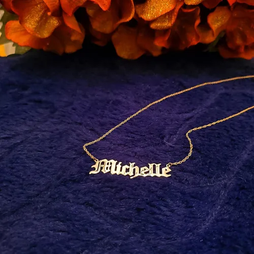Miniatura 4 de Fuente antigua en inglés de oro macizo de 14 quilates, collar personalizado con nombre personalizado, hecho a medida, cualquier nombre, regalo