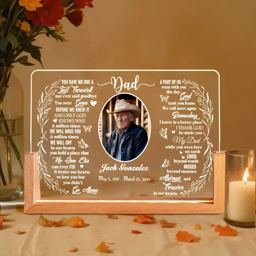 Miniatura 9 de Placa de luz conmemorativa personalizada con foto, regalo de condolencias personalizado por la pérdida de mamá, papá o ser querido, recuerdo