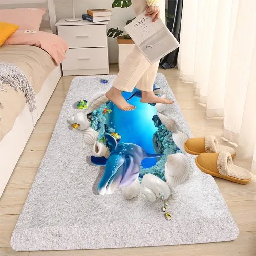 Miniatura 19 de LYFANS Alfombras de baño de espuma de esponja absorbente suave para baño y cocina (47 x 18 pulgadas), tapete de franela antideslizante brillante