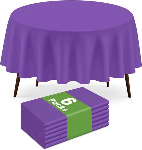 Miniatura 66 de Paquete de 2 manteles redondos desechables color azul oscuro, manteles de plástico para fiestas, 84 x 84 pulgadas, impermeable, para campamento