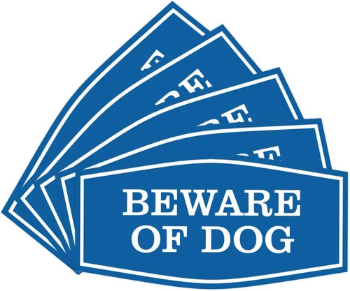 Miniatura 30 de All Quality Fancy Beware of Dog Letrero Material duradero Señales de seguridad para el hogar Fácil de instalar (negro/oro), mediano, 1 paquete