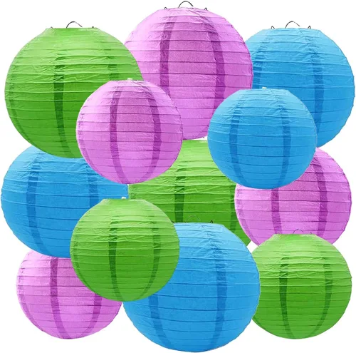 Miniatura 8 de Paquete de 12 linternas de papel marrones, crema, color tostado, colgantes redondas, decorativas para graduación, baby shower, boda, cumpleaños