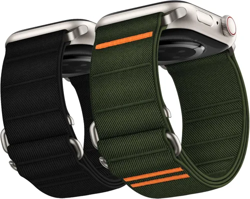 Suitisbest Paquete de 2 correas deportivas compatibles con Apple Watch Ultra de 49mm 46mm 45mm 44mm 42mm 41mm 40mm 38mm, correa deportiva elástica