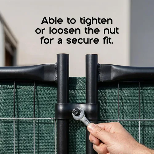 Miniatura 4 de FenceScreen Juego de abrazaderas de acero galvanizado con recubrimiento de polvo negro de 1-3/8 pulgadas con herrajes para paneles de cercado