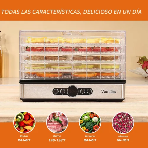 Miniatura 3 de Deshidratador de alimentos – Deshidratador para alimentos saludables, carne, cecina, frutas, verduras, hongos y hierbas, 400 W, 158 °F, mini