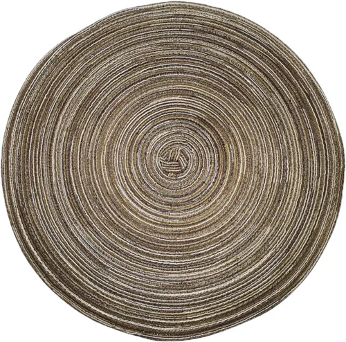 Miniatura 16 de Juego de 4 manteles individuales redondos trenzados, resistentes al calor, 11.8 pulgadas, para mesa de cocina, color beige