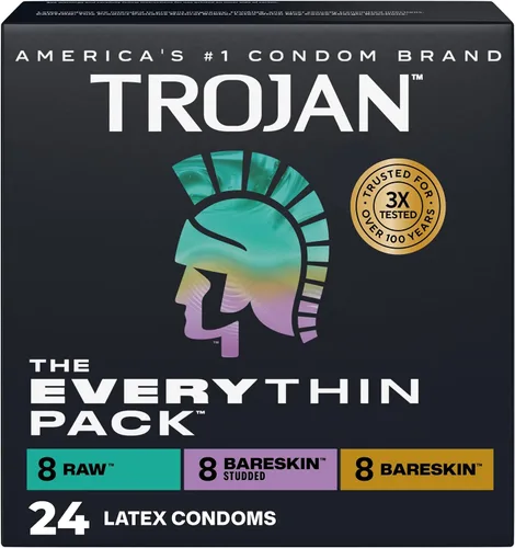 Miniatura 25 de Trojan Bareskin - Preservativos finos, paquete variado Everythin, condón de látex lubricado, 10