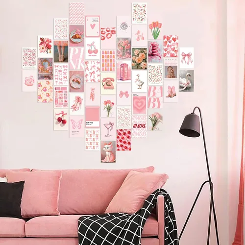 Miniatura 6 de Uniro Estética de decoración de habitación de coqueta, 50 piezas de decoración de pared de coqueta rosa, pósteres de coqueta, decoración estética