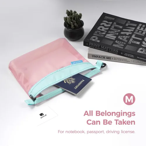 Miniatura 3 de pack all Bolsa con cremallera de material resistente al agua, bolsa de malla con cremallera para almacenamiento, viajes, oficina (mediano, rosa)