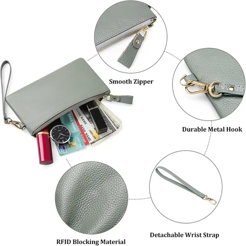 Miniatura 4 de GOIACII Carteras para mujer, bloqueo RFID, ultradelgadas, cuero real, tarjetero de crédito