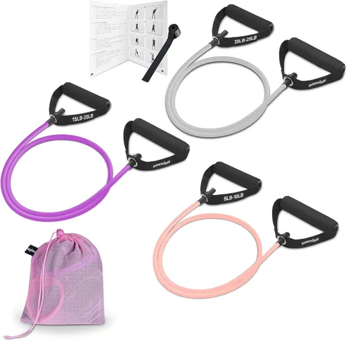 Banda de ejercicio de resistencia con asas, banda de entrenamiento para terapia física, entrenamiento de fuerza, gimnasio en casa, fitness, con