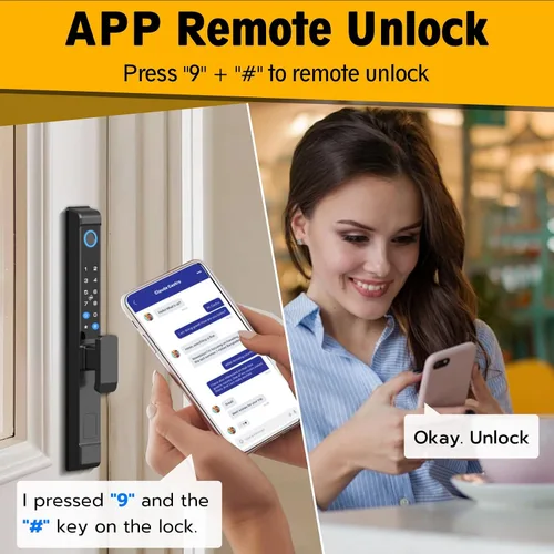 Miniatura 9 de Cerradura de puerta corrediza de vidrio, cerradura inteligente para puerta corrediza Eseesmart con teclado de código de huella dactilar, tarjeta