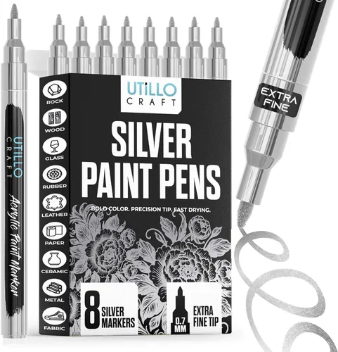 Miniatura 9 de Utillo Craft Bolígrafo de pintura negra (paquete de 3) marcadores de pintura negra mediana para metal, tela, madera, vidrio, papel, plástico, roca