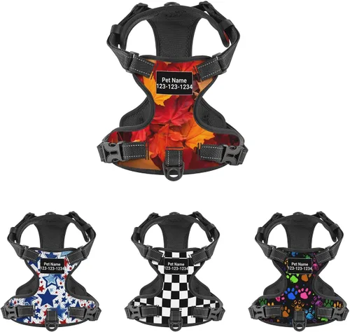 Miniatura 18 de 250th Patriotic Stars Flag Reflective Dog Harness No Pull Soft Vest Harness for Small Medium Large Dog Puppy Pets (Small Size)