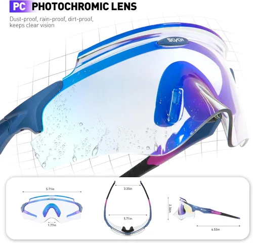 Miniatura 5 de SCVCN Gafas de sol de ciclismo fotocromáticas para hombres y mujeres, gafas de sol deportivas HD MTB para montar en bicicleta de montaña