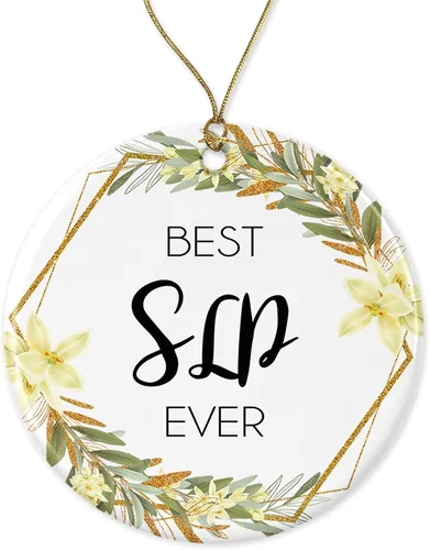 Adorno de Navidad para patólogo del habla y lenguaje, regalo de Navidad para SLP, el mejor SLP del mundo, el mejor SLP de la historia, regalos para