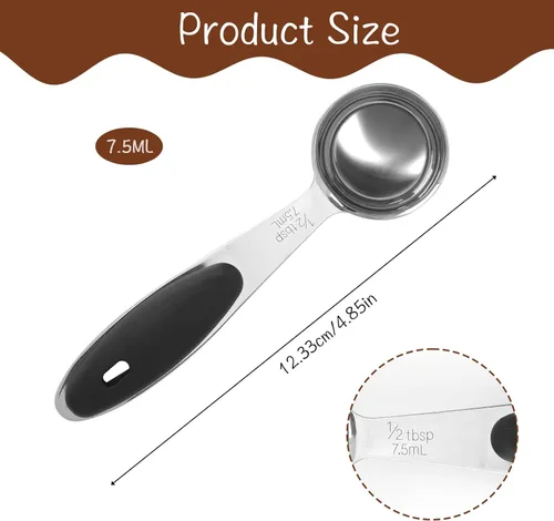 Miniatura 2 de Cucharas medidoras de acero inoxidable – 1/2 cucharada, 1/32 taza, cuchara pequeña para café, mango incluido