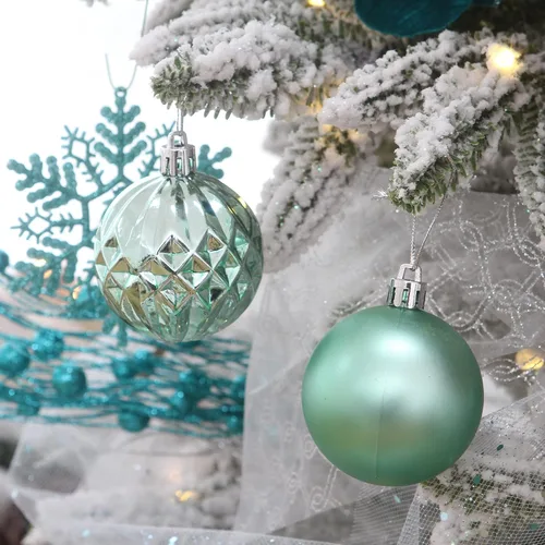 Miniatura 7 de Sea Team Paquete de 41 adornos de bolas de Navidad con cuerdas, bolas de tamaño mediano de 2.36 pulgadas, bombillas de Navidad de plástico Menta