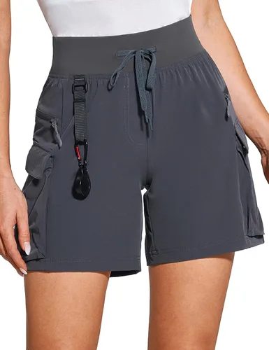ZUTY Pantalones cortos tipo cargo de senderismo de 6 pulgadas para mujer, de secado rápido, resistentes al agua, ligeros, con bolsillos con