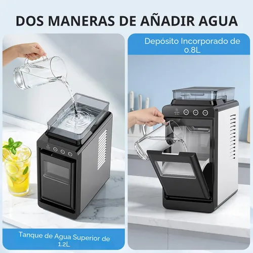 Miniatura 7 de COWSAR Máquina de hielo portátil con tanque de agua externo, 8 cubos en 6 minutos, 26 libras/24 horas, máquinas de hielo comerciales compactas