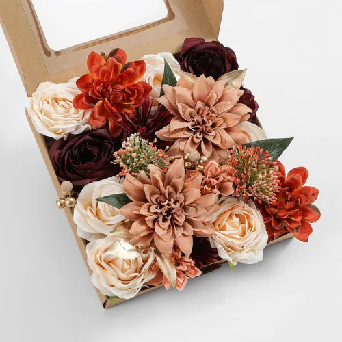Miniatura 25 de Juego de flores artificiales, flores falsas para bricolaje, centros de mesa para bebé, ramo de novia, ramo de boda, arreglos de flores, velas