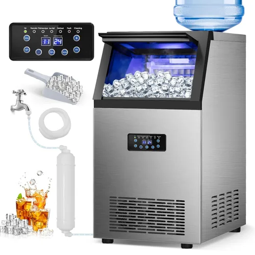 Miniatura 20 de Máquina comercial para hacer hielo en pepitas con contenedor de almacenamiento de 12 libras, 70 libras/24 horas de acero inoxidable debajo