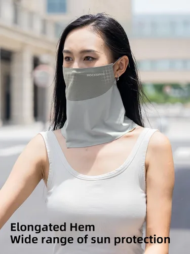 Miniatura 5 de ROCKBROS Polaina refrescante para el cuello, bufanda, cubre la cara con bucles para las orejas, transpirable, protección solar UV, pasamontañas
