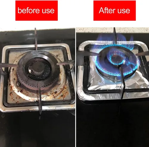 Miniatura 7 de Waytiffer Revestimientos para quemadores de gas (paquete de 50) cubiertas cuadradas de papel de aluminio desechables de 8.5 pulgadas para quemadores