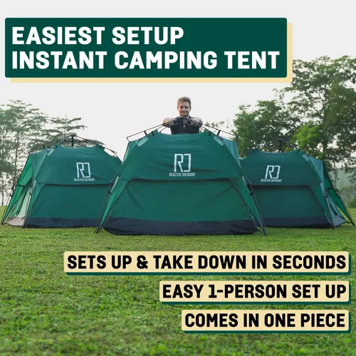 Miniatura 4 de Reactive Outdoor Tent - 3 Second Tent - 3 Sec Instant Pop Up Tent - Easy and Quick Setup Camping Tent - 1 Person Setup Waterproof Double Layer