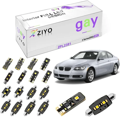 Miniatura 10 de ZIYO Kit de luces interiores LED de reemplazo para BMW E90 E91 E92 E93 Serie 3 2005-2013, bombillas LED de domo blanco xenón 6000K de 18 bombillas