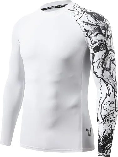 Miniatura 9 de HUGE SPORTS Camisas de baño para hombre de manga larga UPF 50+ con protección contra erupciones solares y protección UV Dividir