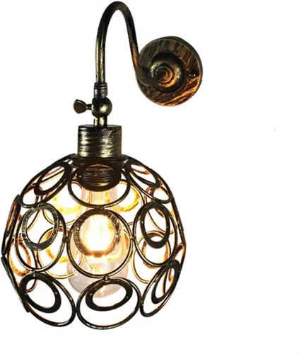 Miniatura 8 de Wall Lamp American Country Industrial Wind Wrought Iron Retro Small Iron Cage Cyber Bar Bedside Aisle Lamps,Modern Decor