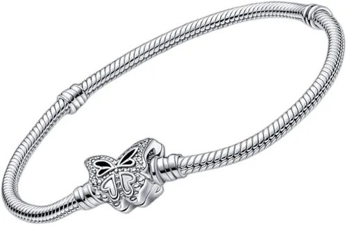 Miniatura 2 de BEEUVIP Pulsera de plata de ley 925 con cierre de circonita cúbica transparente pulsera de cadena de serpiente pulseras básicas con dijes
