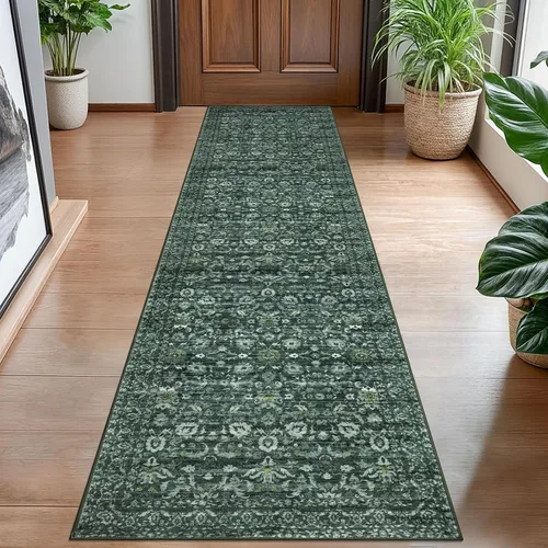 Miniatura 25 de Lansny Alfombra bohemia de 2 x 3 pulgadas, lavable, color negro, azul marino, floral, alfombra de cocina, alfombra de área pequeña de lana