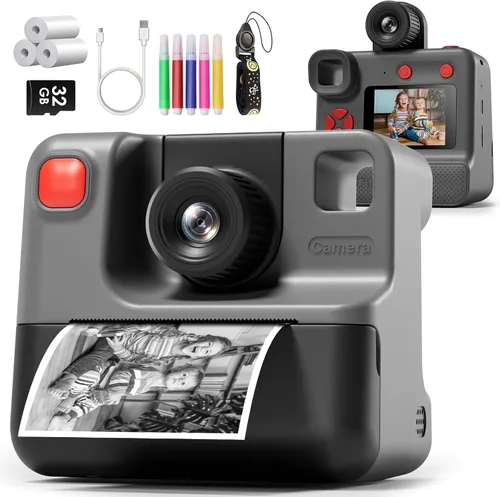 Miniatura 9 de Cámara para niños con impresión instantánea, cámaras instantáneas para niños con pantalla HD de 3.0", regalos de Navidad y cumpleaños para niños