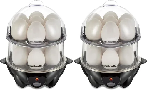 Miniatura 8 de Hamilton Beach 3-en-1 Cocedor de Huevos Eléctrico para Huevos Duros, Escalfador, Fabricante de Tortillas y Vaporizador de Vegetales, Capacidad