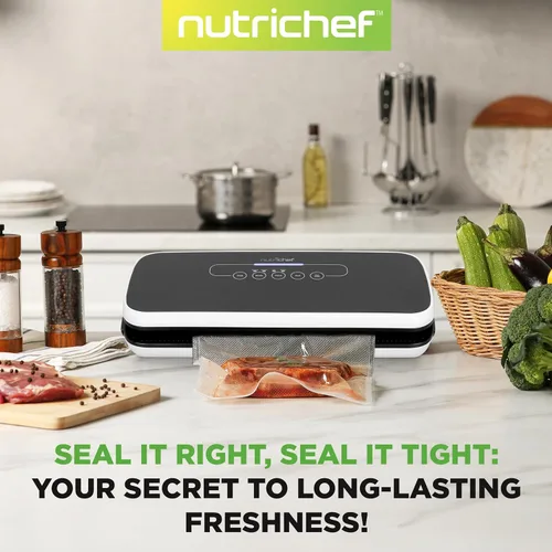 Miniatura 6 de NutriChef Sellador automático al vacío de alimentos, sistema eléctrico de conservación por sellado de aire para alimentos secos y húmedos, control