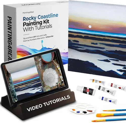 Miniatura 17 de Painting4Real Kit de clase de pintura de bricolaje para adultos con tutoriales en video: Aprende a pintar Amber Lake - Cómo pintar con acrílicos