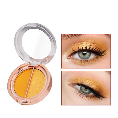 Sombra de ojos de doble color, paleta de maquillaje de ojos de alto pigmento, polvo de sombra de ojos mate con brillo metálico, maquillaje de ojos