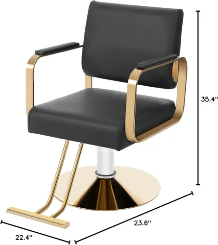 Miniatura 2 de Silla de salón para estilista, silla de peluquería hidráulica con giro de 360°, silla de estilo ajustable en altura para peluquería, salón de Negro
