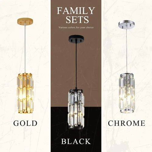 Miniatura 4 de Lámpara colgante negra moderna, mini lámpara colgante de cristal, lámpara colgante ajustable para cocina, comedor, dormitorio (paquete de 2 unidades)