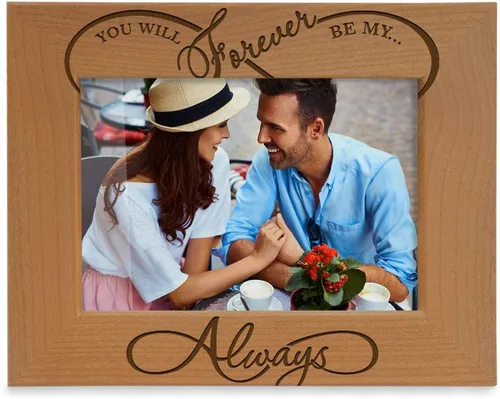 KATE POSH - Marco de fotos de madera natural grabado con texto en inglés "You Will Forever be My Always". Marco de fotos de madera natural grabado,