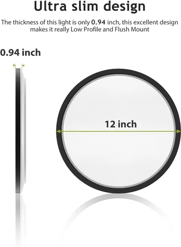Miniatura 6 de hepside Paquete de 1 lámpara de techo LED de montaje empotrado, color negro, 12 pulgadas, 28 W, regulable 3000K-4500K-6000K, lámpara de techo de 3