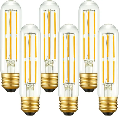 Miniatura 9 de Arberlic Bombilla LED T10 de 7.3 pulgadas, bombilla LED E26 de 6 W regulable, bombilla E26 regulable equivalente a 60 vatios, blanco neutro 4000 K