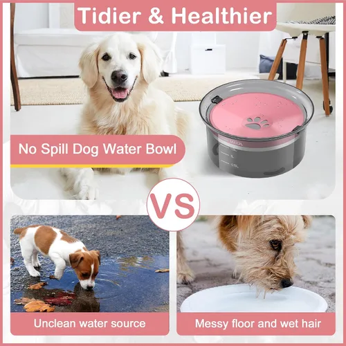 Miniatura 7 de Cuenco de agua para perros de 2 litros, alimentador lento de agua de gran capacidad, sin derrames, dispensador de agua para mascotas, dispensador