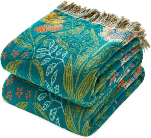 Miniatura 35 de Manta Decorativa Bohemia - Mantas Decorativas de Algodón 100% Suave y Transpirable, 50"x60" Colcha de Algodón Muselina Ligera de 4 Capas, Estampado