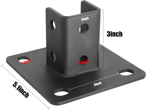 Miniatura 2 de Base de poste de 4 piezas, 4 agujeros de montaje cuadrado para canal de puntal único de 1-5/8 pulgadas, base de poste de valla con recubrimiento