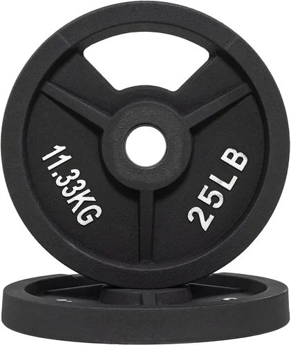 Miniatura 7 de Fitvids Placa de pesas olímpica de 2 pulgadas y de hierro fundido estándar de 1 pulgada para entrenamiento de fuerza y levantamiento de pesas