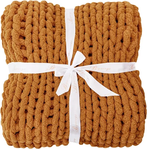 Miniatura 8 de Bigacogo Manta de punto grueso para sofá, 51 x 63 pulgadas, 100% tejida a mano con hilo de felpilla grueso jumbo, acogedoras y suaves mantas grandes