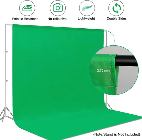Miniatura 3 de Aimosen Fondo de pantalla verde de 10 x 7 pies para fotografía, hoja de fondo virtual de Chromakey para reuniones de zoom, cortina de tela